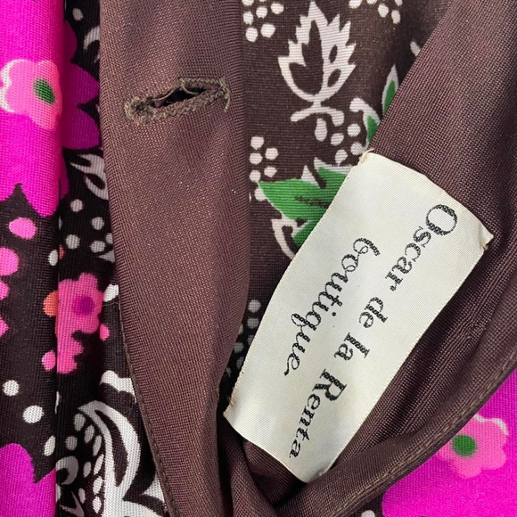 Vintage Oscar De La Renta 70s Patterned Dress - Picture 4 of 4